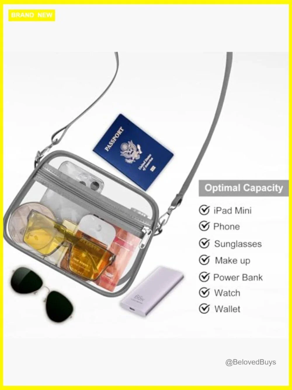 Stadium Approved Clear Crossbody Bag with Adjustable Strap for Concerts